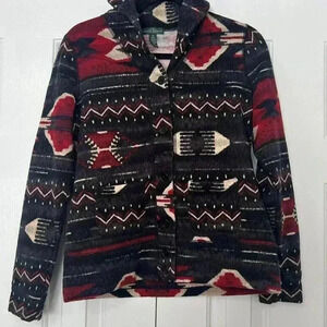 Ralph Lauren Jeans Co Navajo Southwest Shawl Collar Cardigan Sweater Medium Red